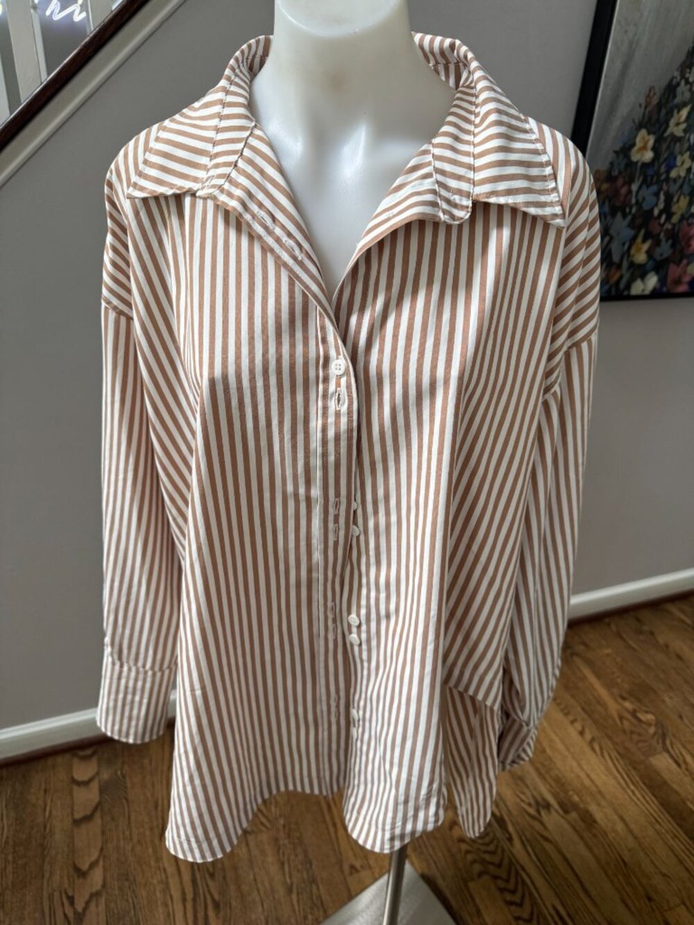 ARAMINTA JAMES‎ striped long sleeve button down shirt size small